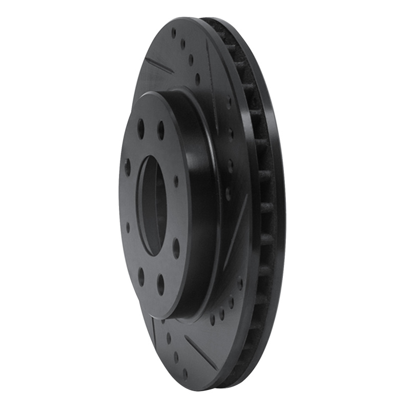 Dodge Colt Brake Rotor (1) - Front Right - R1 Concepts - Drilled & Slotted - Black - `88-`07